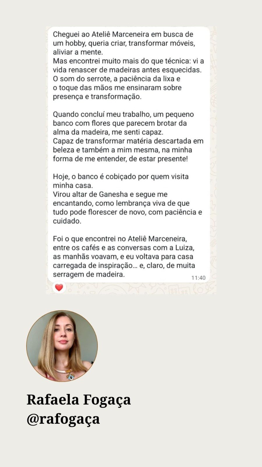 Avaliação original de Rafaela Fogaça