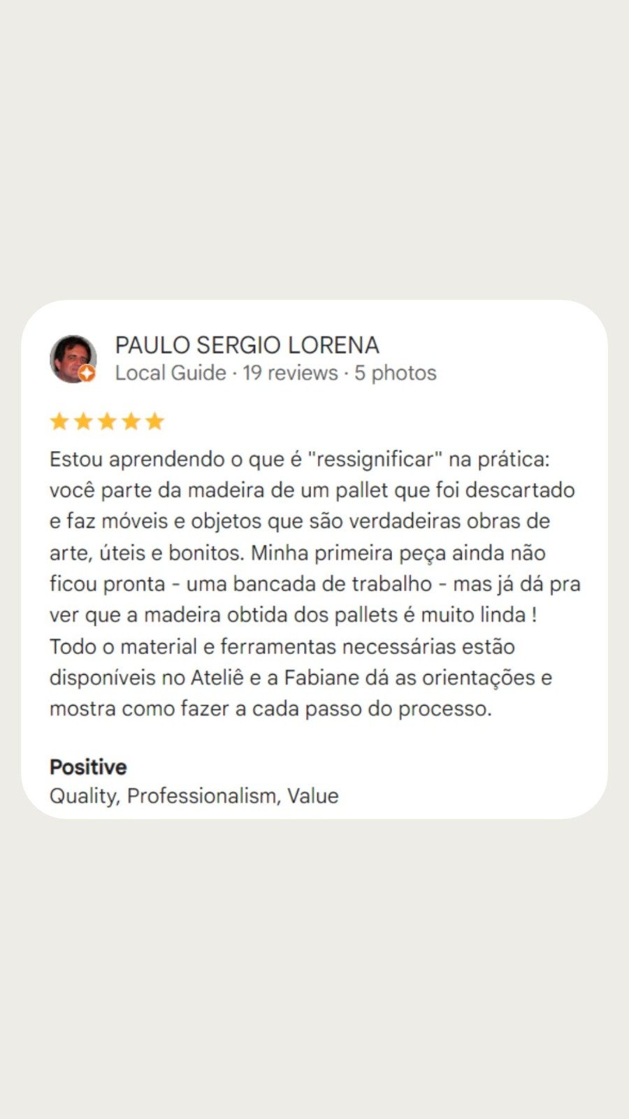 Avaliação original de Paulo Sergio Lorena