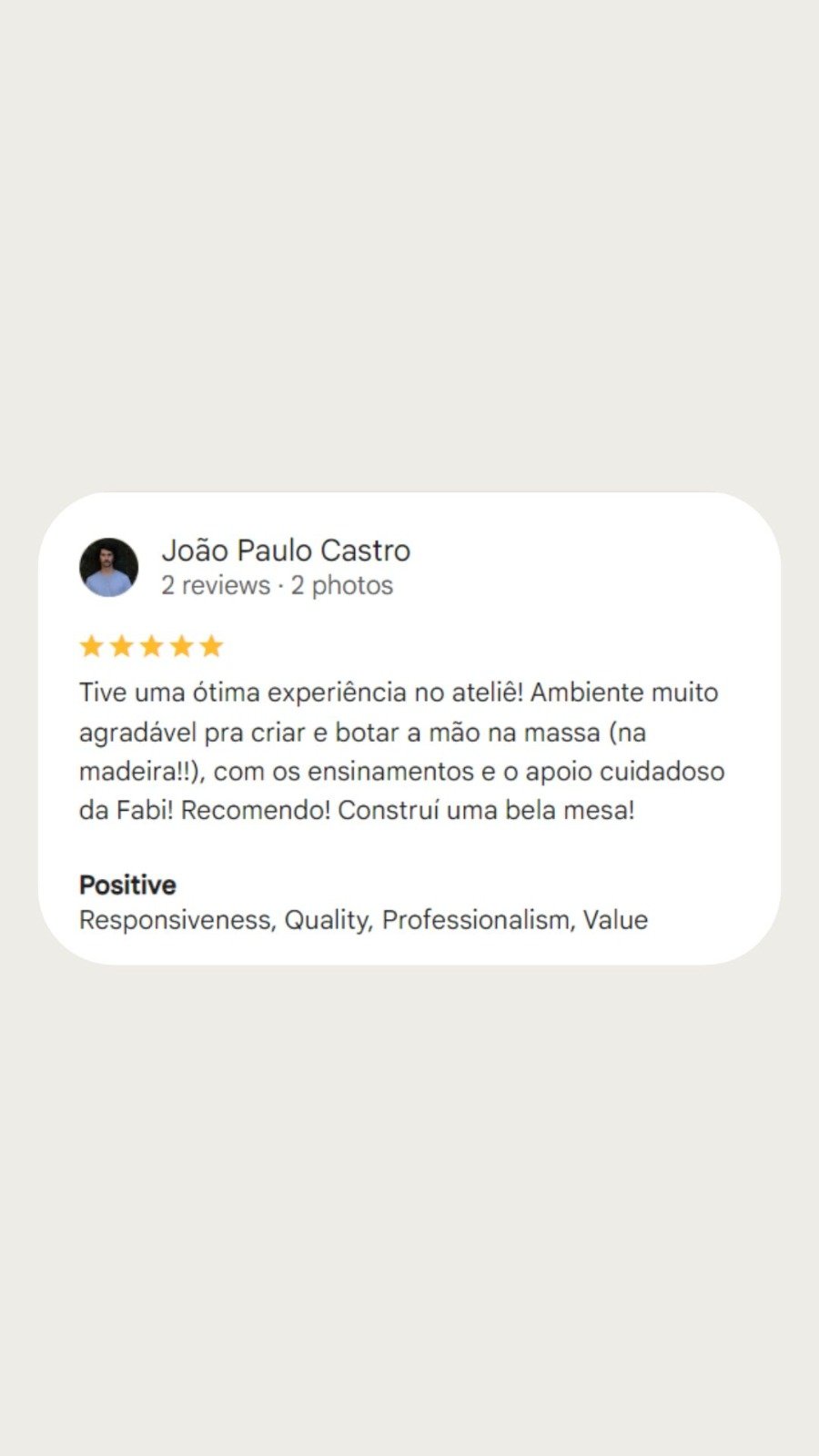 Avaliação original de João Paulo Castro