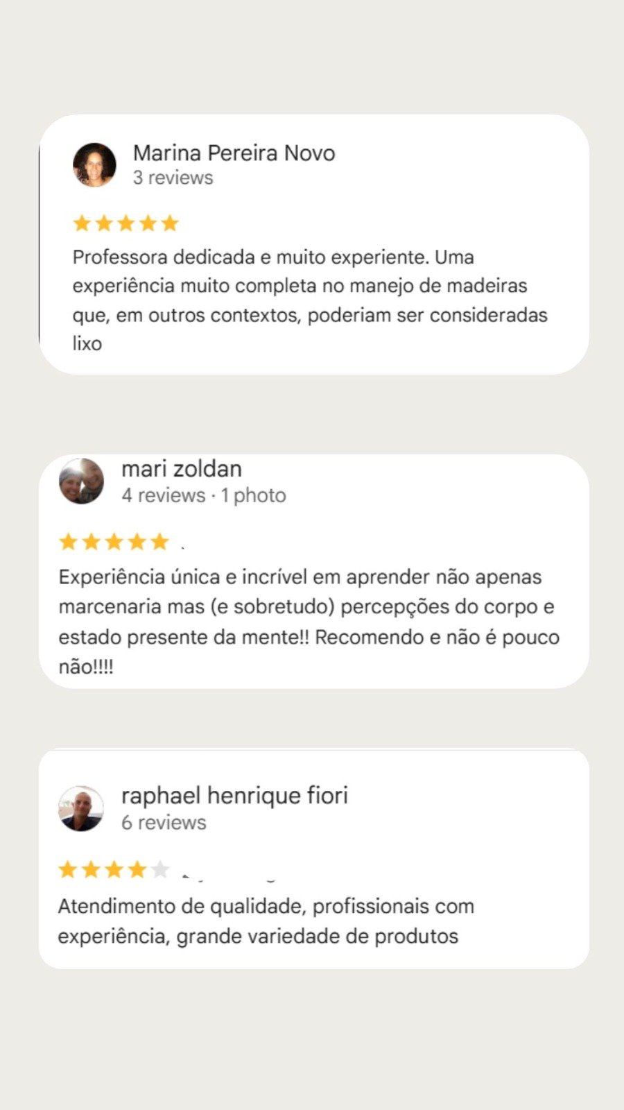 Avaliação original de Marina Pereira Novo, mari zoldan e raphael henrique fiori