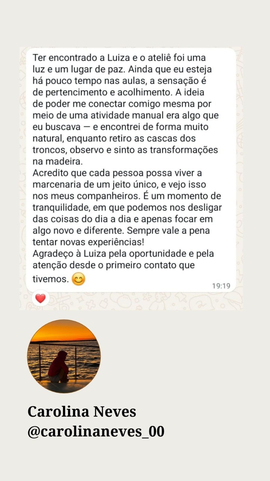 Avaliação original de Carolina Neves