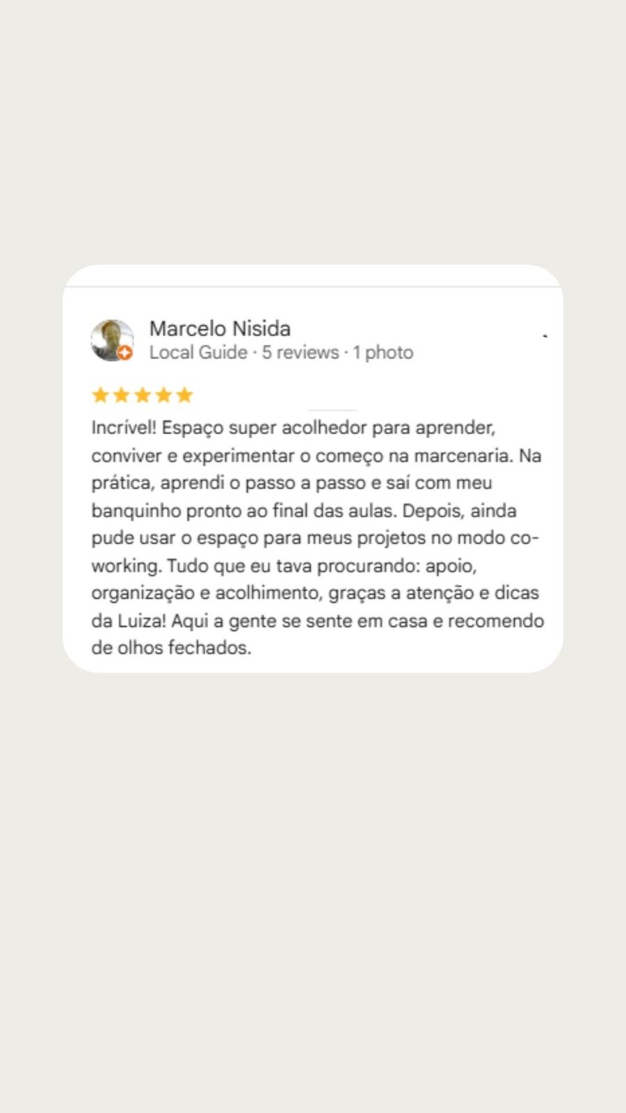 Avaliação original de Marcelo Nisida