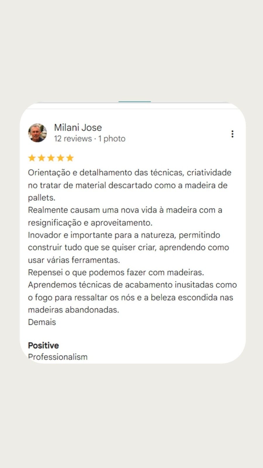 Avaliação original de Paulo Milani